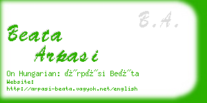 beata arpasi business card